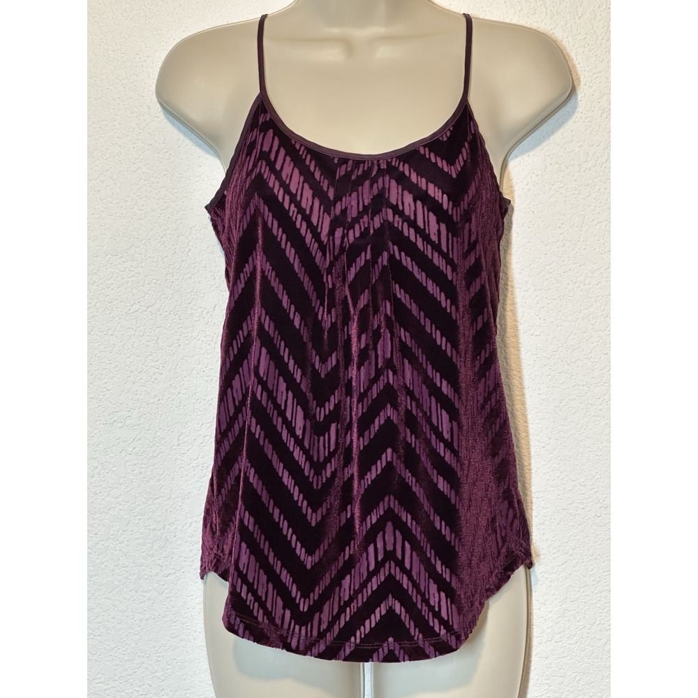 Y2K Lucky Brand Purple Velvet Burnout Top Size XS Fairy Grunge Whimsigoth